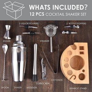 Kit de shaker à cocktails en acier inoxydable de qualité alimentaire, ensemble d'accessoires de bar personnalisés, kit de barman pour la maison, la cuisine, les fêtes, les outils de bar - Product Image 2