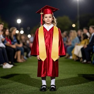 Toga <span class=keywords><strong>de</strong></span> Graduación <span class=keywords><strong>de</strong></span> Tela <span class=keywords><strong>de</strong></span> Sarga Personalizada al por Mayor <span class=keywords><strong>de</strong></span> Fábrica OEM para <span class=keywords><strong>Preescolar</strong></span> y Jardín <span class=keywords><strong>de</strong></span> Infancia, Gorros y Togas para Uso Escolar - Product Image 4