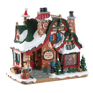 Figurine de village de Noël personnalisée peinte à la main, maisonnette <span class=keywords><strong>du</strong></span> Père Noël avec lumières LED pour la décoration de Noël à la maison - Product Image 3
