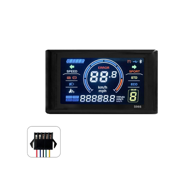LCD-S966 Electric Bike Display 24-72V Colorful Function Compatible with 48v 36v 60v Electric Bicycle Accessories