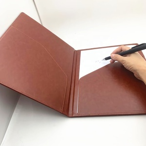 Tùy chỉnh in lụa logo rắn màu nâu PU da A4 hội nghị thư mục tài liệu tập tin da danh mục đầu tư thư mục - Product Image 2