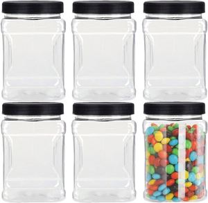 Clear Food Grade PET Plastic Square Grip Baby Food Storage <b>Jar</b> with Screw Top Cap BPA Free Eco Friendly Custom Logo 2300ml - Product Image 1