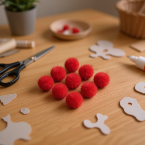 Pompon Ilan Bolita 0,8 cm Rossi, Fornitura per Artigianato, Circa 100 Pezzi - Product Image 2