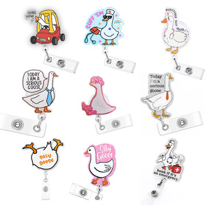 Acrylic Fun Goose Badge Scroll, Retractable Easy-Pull <b>Buckle</b>, Name Badge <b>Clip</b> Scroll, ID Anti-Loss <b>Buckle</b> - Product Image 1