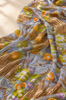 Tissu en tulle jacquard tricoté à sequins floraux multicolores pour robes de soirée et de mariée