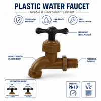 Grifo de Agua Compacto de Plástico PVC PP, Resistente a la Corrosión y a los Rayos UV, a Prueba de Fugas, para Jardín, Granja, Riego, Agricultura y Plomería