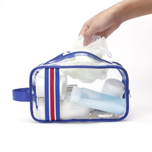 Venta caliente personalizada de <span class=keywords><strong>tres</strong></span> barras de plástico transparente Pen Bag Diseño simple y único - Product Image 5