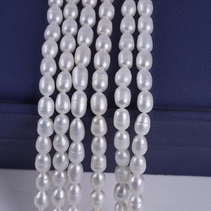Perles de riz d'eau douce naturelles blanches de 5-6 mm, semi-finies, en vrac, pour collier et bracelet DIY, vente en gros à Zhuji - Product Image 4
