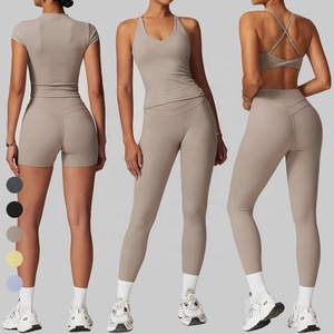Conjunto Deportivo de 5 Piezas para Mujer, Atuendo de Entrenamiento Suave como la Mantequilla, Set de Yoga de Cintura Alta, Ropa Elástica para Fitness y Gimnasio - Product Image 1