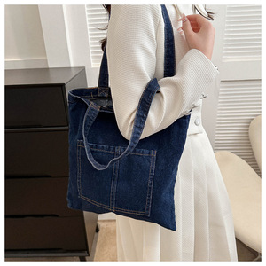 Bolso Tote Vaquero Vintage al por Mayor para Mujer, Bolso de Mano con Múltiples Bolsillos, Estilo Preppy para Chicas Jóvenes - Product Image 2