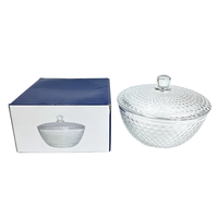 Vintage stijl glazen snoepvaatje met deksel, gegraveerd decoratief suikerpotje voor bruiloft snoepbuffet, feesttafel en huisdecoratie