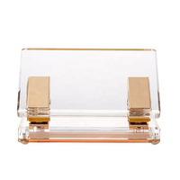 Perforatrice de bureau en acrylique transparent à 2 trous avec clip métallique doré pour carnets, classeurs et fournitures de bureau – Vente en gros usine