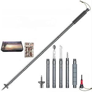 Alpenstock Bâton de marche nordique pour l'extérieur Poignée en caoutchouc multifonctionnelle pour l'autodéfense Trekking Camping Randonnée <span class=keywords><strong>Escalade</strong></span> - Product Image 1