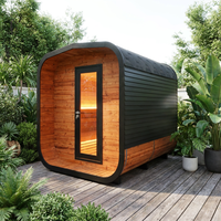 Sauna Luar Ruangan Kayu Cedar Kanada/Spruce Karbonisasi yang Dapat Disesuaikan; Sauna Uap untuk 4-6 Orang dengan Pemanas Kayu Bakar atau Listrik.