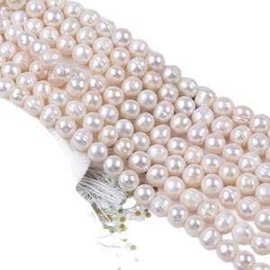 Perlas de Agua Dulce Naturales Blancas de Zhuji de 8-9 mm, Semiterminadas, para Hacer Collares y Pulseras, Accesorios de Bricolaje, Perlas Sueltas al por Mayor - Product Image 4