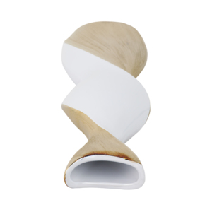 Vaso in ceramica intrecciata bianco e oro, vaso decorativo moderno per soggiorno, decorazione da tavolo per la casa - Product Image 5