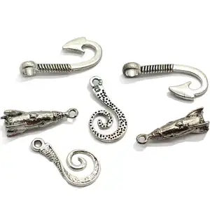 Diverse Stijlen Lichtmetalen Charms Metallic Vissen Haak Hangers Diy Ketting Sieraden Maken