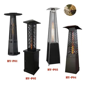 Outdoor Patio Pellet Heater Hot Sell 14KW Outdoor Stainless Steel Pyramid Wood Pellet Patio Stoves Real Flame Pellet Heater Patio Heaters