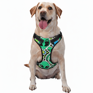 Y Correa Aliens Faces Alien 90S Style Art Arnés transpirable ajustable para mascotas Animal Entrenamiento para caminar al aire libre Tractio - Product Image 1