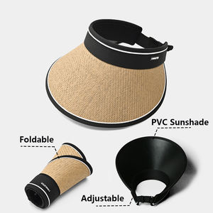 신상 여성용 접이식 밀짚 선캡, 여름 휴가 선블록 모자 - Product Image 2