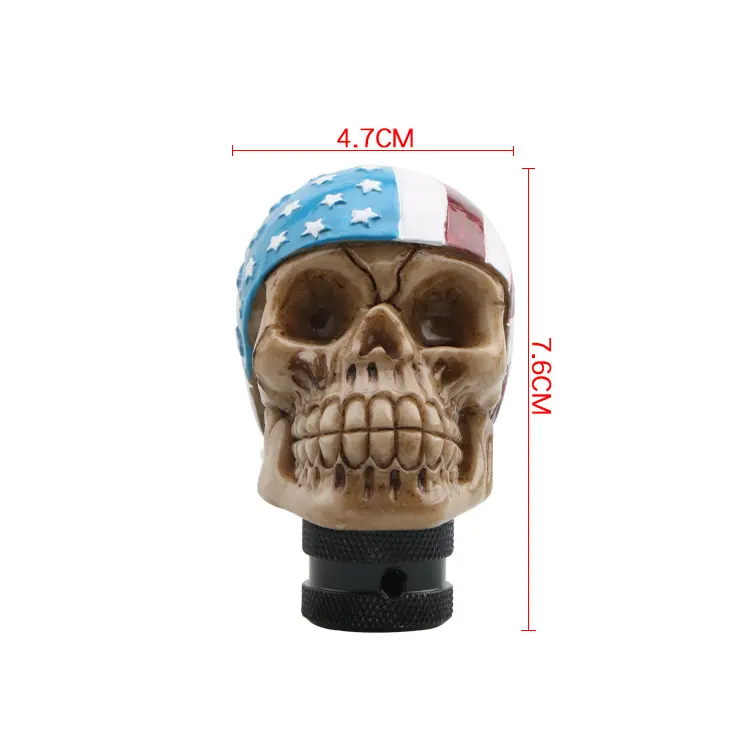 Universal Car Skull Head Us Usa Flag Manual Gear Shift Knob Skull Shifter Lever