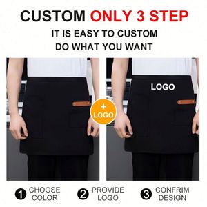 ผ้ากันเปื้อนพนักงานร้านอาหารเสริมสวยแบบสั้นพร้อมโลโก้ Ges Table - Product Image 4
