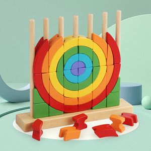 Customized Wooden Rainbow Stacking Machine Nested 3D Puzzle NEW Blocks Educational Learning Montessori <b>Toys</b> for Toddlers Kids - Product Image 2
