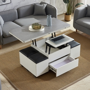Camera da letto in legno <span class=keywords><strong>nero</strong></span> laccato in difficoltà sollevare tavolini centrali rotanti con 2 sedie a sgabello laterale - Product Image 3