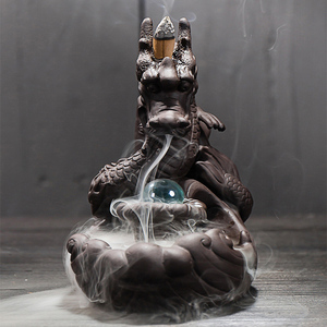 Bruciatore d'Incenso per Chiesa, Incensiere Bukhoor, Bruciatore a Forma di Drago, Bruciatore d'Incenso Ceramico a Flusso Inverso con Testa di Drago, Stile <span class=keywords><strong>Zen</strong></span> - Product Image 4