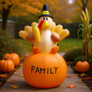 Dinde gonflable de Thanksgiving de 4,9 pieds avec éclairage LED pour décoration extérieure de jardin, décoration de fête familiale - Product Image 2