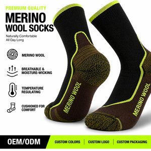 Chaussettes en laine mérinos personnalisées, chaudes, respirantes, pour la randonnée, le ski, les sports, chaussettes de sport pour hommes et femmes - Product Image 1
