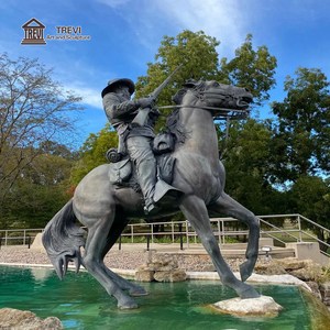 Estatua de Caballero Montado a Caballo de Bronce Fundido a Tamaño Real TREVI |   Escultura de monumento de Guerrero de Caballería para Parque y Plaza Conmemorativa - Product Image 1