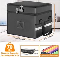 Caja Archivadora Portátil de 2 Capas, Resistente al Fuego y al Agua, con Cierre, para Oficina y Hogar, Organizador de Documentos con Cerradura, Almacenamiento Seguro de Archivos, Silicona