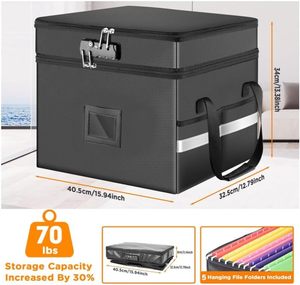 Caja Archivadora Portátil <span class=keywords><strong>de</strong></span> 2 Capas, Resistente al Fuego y al Agua, con Cierre, para Oficina y Hogar, Organizador <span class=keywords><strong>de</strong></span> Documentos con Cerradura, Almacenamiento Seguro <span class=keywords><strong>de</strong></span> Archivos, Silicona - Product Image 6