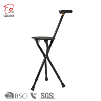 Vente en gros de bâtons de marche pliants portables en alliage d'aluminium personnalisés de haute qualité canne avec siège chaise béquille pour personnes âgées