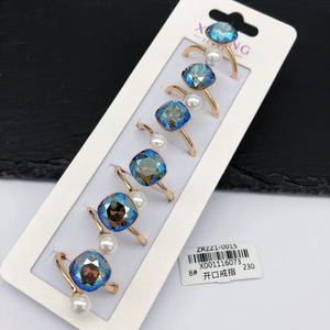 징징 슈핑 주얼리 인스 패션 멀티 컬러 18K 금도금 크리스탈 웨딩 파티 반지 하트 모양 라인스톤 여성용 선물 - Product Image 2