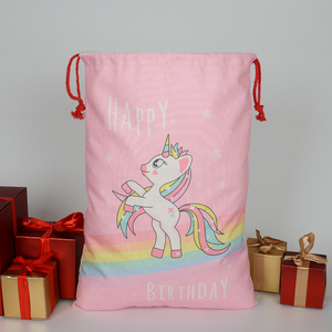Grand sac cadeau en lin naturel 33x42cm avec cordon de serrage pour sublimation, idéal pour les décorations de fête, les anniversaires d'enfants, mignon et abordable - Product Image 4