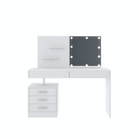 Coiffeuse blanche en bois style français en bois, style miroir, meuble d'angle, avec tabouret, 1 pièce