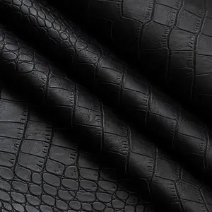 Alligator Skin Rayon Backing 0.6MM Crocodile Pu Leather Fabric For Garment