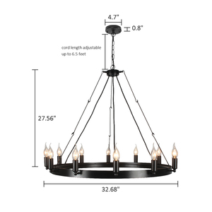 विंटेज धातु औद्योगिक ओम परियोजना अनुकूलन राउंड व्हील पेंडेंट लाइट होम रेस्तरां के लिए क्लासिक रट आयरन चेंडेलियर - Product Image 2