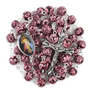 <span class=keywords><strong>Rosario</strong></span> católico de Nuestra Señora de Guadalupe con <span class=keywords><strong>Divina</strong></span> <span class=keywords><strong>Misericordia</strong></span> Jesús Collar de cadena de eslabones de cuentas de vidrio de 8mm en forma de cruz para bodas - Product Image 4