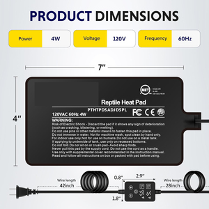 Almohadilla Térmica para Reptiles de 120V con Control de Temperatura Clásico y Preciso, 4x7 Pulgadas, Tecnología PTC Segura, Impermeable y Ecológica - Product Image 2