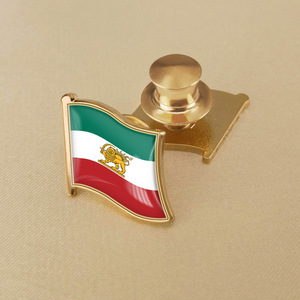 Épingles de revers personnalisées en métal émaillé, drapeau iranien, design Lion Soleil Couronne, plaqué or, badge souvenir - Product Image 2