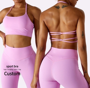2023 New Cross Straps Bandage Yoga Bra Running Gym Clothing for Women Custom Sports Underwear Workout <strong>Clothes</strong> Activewear Bras - Product Image 1