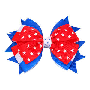 Nuevo Pasador de Pelo con Lazo para Niños del Día de la Independencia Americana, Azul, Blanco y Rojo, con la Bandera Nacional, Adorno para el Cabello con Estrella de 3.5 Pulgadas - Product Image 6