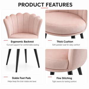 DM Modern <strong>Scallop</strong> Dining <strong>Chair</strong> With Soft Upholstery Round Seat and Stable Foot Pads for Cafe Restaurant Supply - Product Image 3