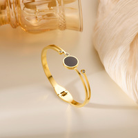Brazalete de oro geométrico, pulsera versátil en temperamento, brazaletes de acero inoxidable para mujer, joyería de moda, pulseras, brazaletes