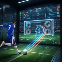 Système de projection murale interactif de football AR avec détection de vitesse de ballon, suivi de localisation et logiciel holographique 3D pour centre commercial