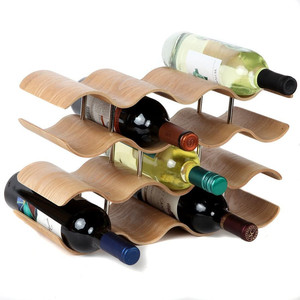 Countertop Wine Rack 14 Bottles Countertop Wave Bamboo Wine Rack For Wine Storage And Display