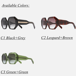 แว่นกันแดดโลโก้แบบกำหนดเองปี 2026 แว่นกันแดดทรงหกเหลี่ยมขนาดใหญ่พิเศษสำหรับผู้ชาย กรอบอะซิเตทคุณภาพพรีเมียม - Product Image 2